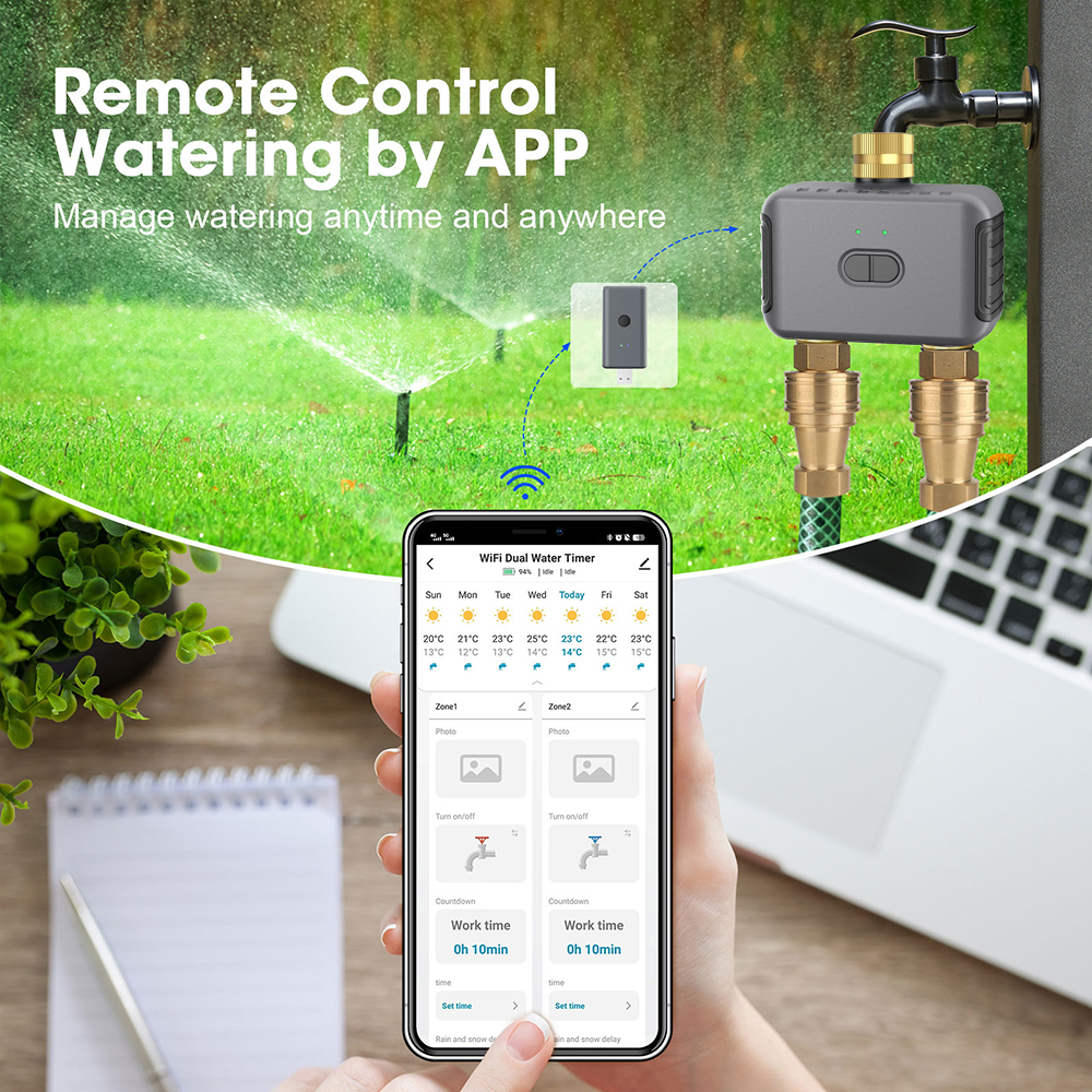 Tuya 2 Zone Watering Timer Gar - Smart Garden Refill recensie en prijs